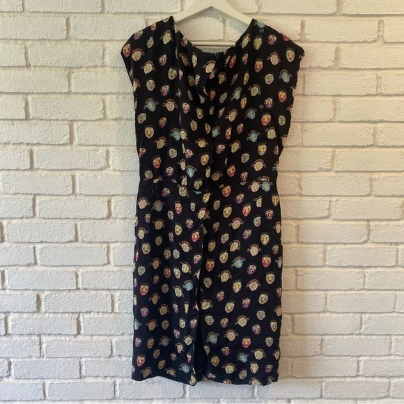 Bimba y Lola Colorful Black Mask Dress Women’s Size XS Extra Small - Picture 6 of 12